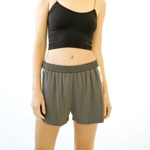 MYSTREE Grey and White Camo Panel Shorts, Elastic Waist Casual Lounge Shorts
